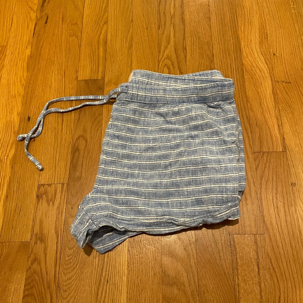 Cute light blue and white striped shorts